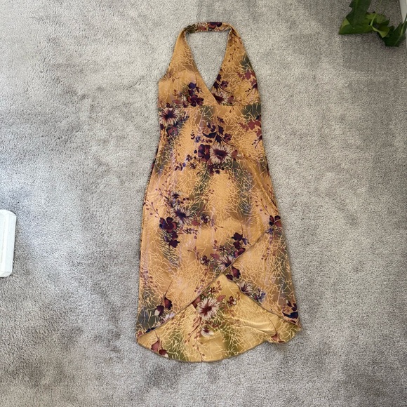 VINTAGE Dresses & Skirts - NWOT VINTAGE Y2K PAPAYA IRIDESCENT HALTER MIDI DRESS